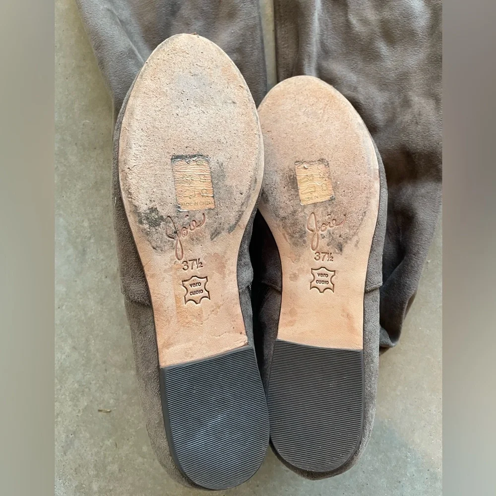 Joie Over The Knee Suede Boots Taupe Flat Tall Zip Women’s 7.5 EU 37.5